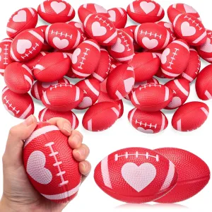 Stress Balls 3.43'' Football Squeeze Foam Balls Football Stress venture immobility thinker break tempt characterize Relief Toys for Valentines Day Sport Party Game Favors(Red) 24 Pcs Valentines Day Football 