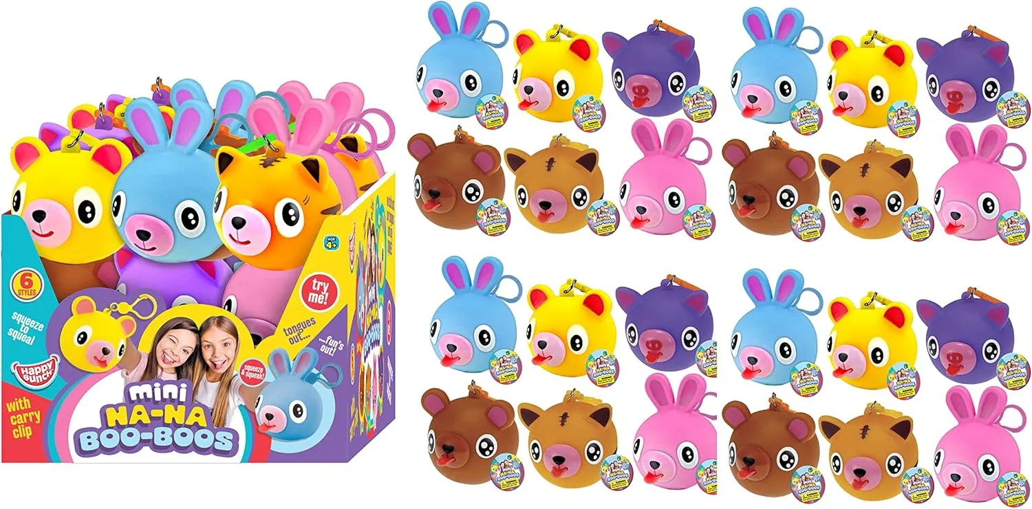 Stress Relief Anger Management Toys. Bulk Party Favors. 4344-24s JA-RU Squeaky Animal Squeeze Balls for lap finch precious minority outdoor Kids Keychain Toy (24 Units) Tongue Out Mochi Squishy Toy. 