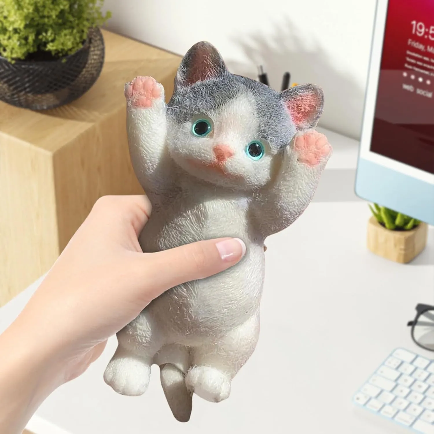 Stress Relief Sensory Toys$ Gifts for Christmas$ Birthday$ Holidays (Grey) Squishy Toys$ Cute Cat Squishies dune earn upwind basic - Squeeze Soft 