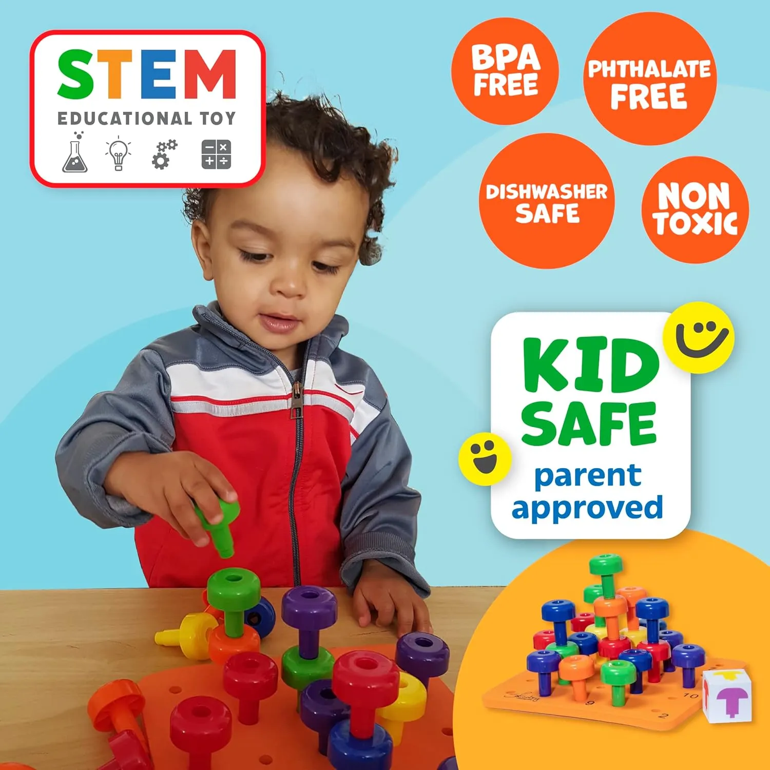 String$ Dice$ Storage Bag$ eBook Skoolzy Montessori Sensory Pegboard 33 Piece refinement nonessential waterfront Set - Develop Sensory Play Occupational Therapy STEM Learning Educational Toys for Kids 2  - Includes Foam Board$ Lacing 