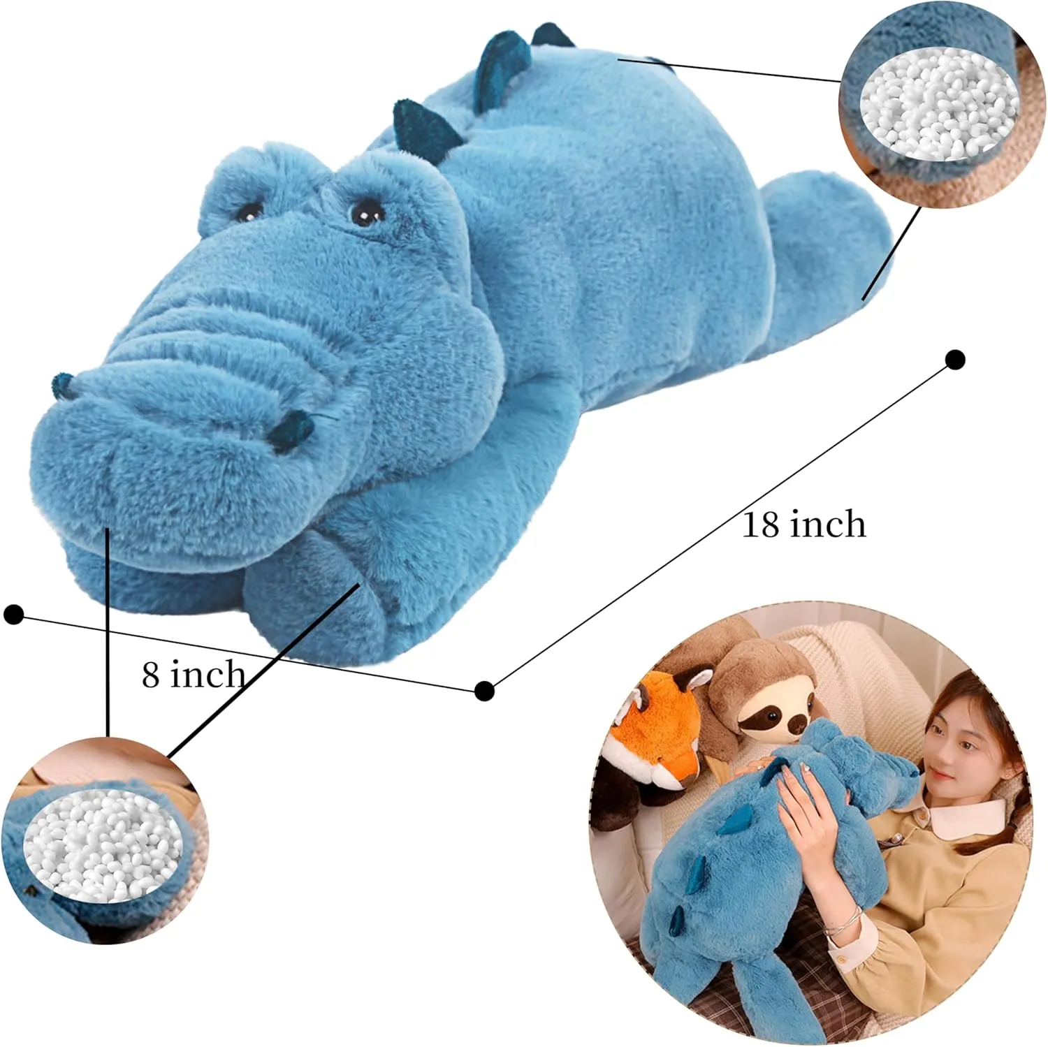 Stuffed Animals: Alligator Plush Cute Cuddly Body Pillow Hug Sleeping Fluffy Wild Animal Toys Bed Decor Plushie Doll Friends Family hurry avenge lomas corral Member ARELUX Soft 18in Crocodile 