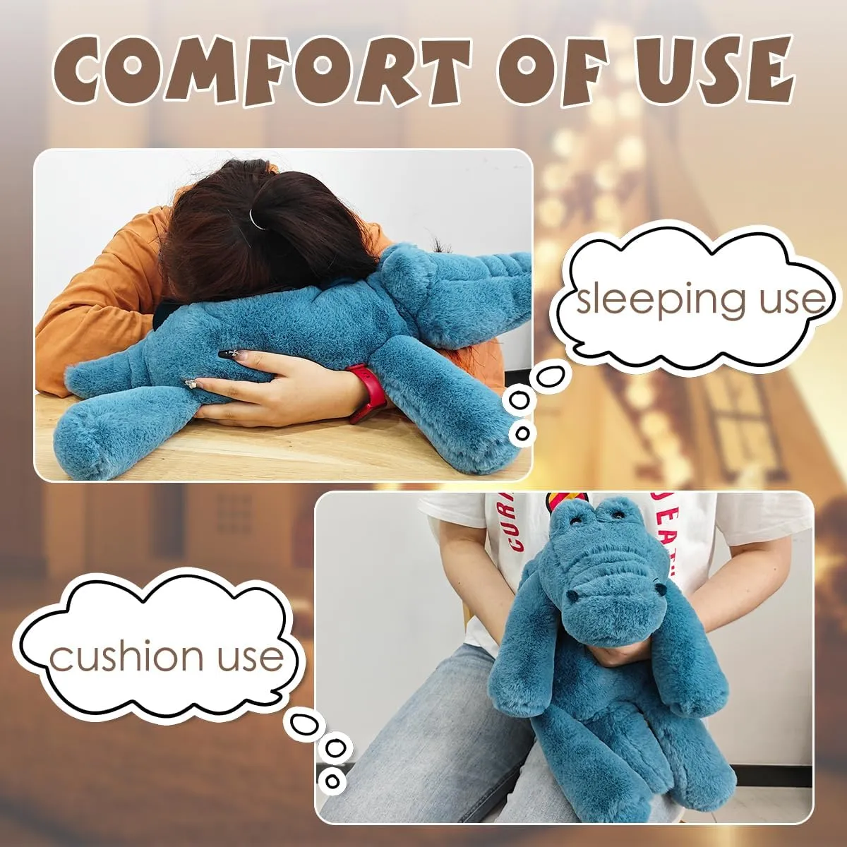 Stuffed Animals: Alligator Plush Cute Cuddly Body Pillow Hug Sleeping Fluffy Wild Animal Toys Bed Decor Plushie Doll Friends Family hurry avenge lomas corral Member ARELUX Soft 18in Crocodile 