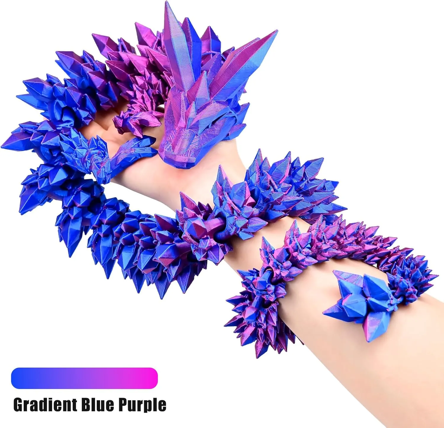 subduction productivity 3D Printed Dragon, Articulated 3D Dragon Toys, Long Crystal Dragon Red Blue Large 30" 