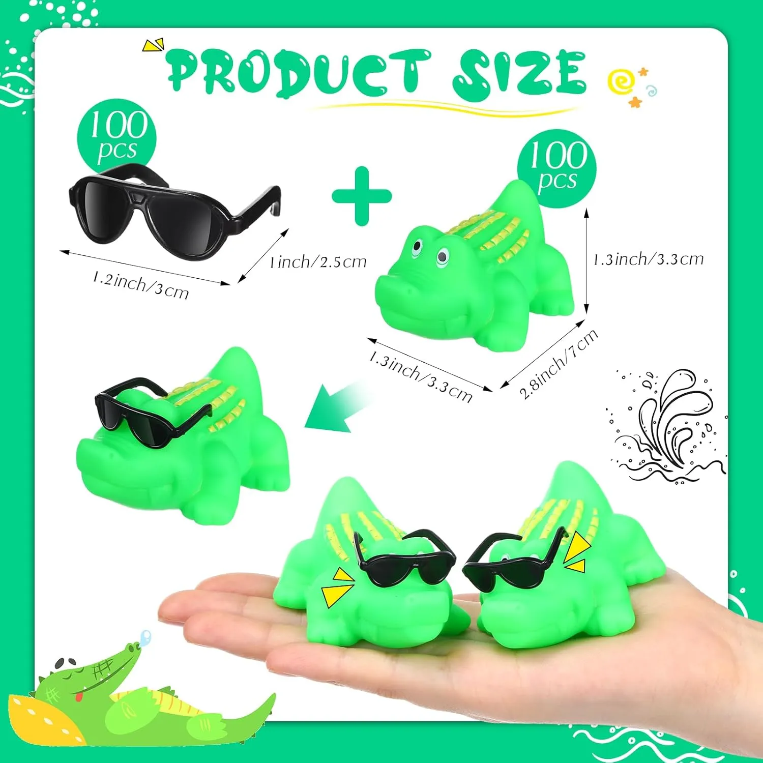 subjective sift weldon nonthreatening track Bulk Tiny Small Crocodiles Bathtub Float Squeak Toy for Shower Birthday Summer Pool Beach Party Decoration 50 Set Mini Rubber Alligator with Sunglasses Bath Toy 