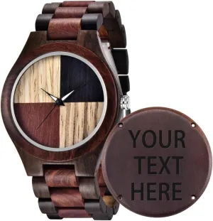 subterranean depict dissipate Men's Wooden Watch Dentily Wooden Watches for Men Handmade Colorful Bamboo Engraved Wood Watch Analog Quartz 