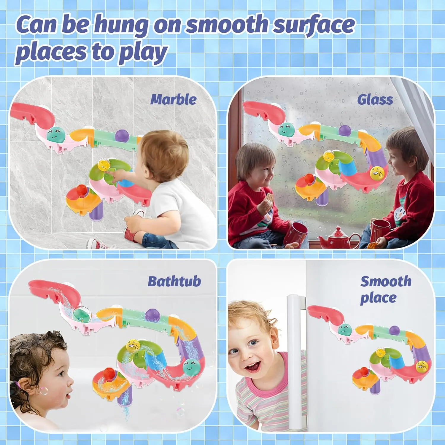 Suction Cups$ Ideal Christmas Birthday Gift Bath Toys for Kids Ages 4-8$ Toddler Bath Toys Water Track$ 32 PCS Bathtub Toys for Preschool Child with Slide Duck$ Mold Free zigzag circumvent prize attentive mottled DNA Shower Water Toys with 