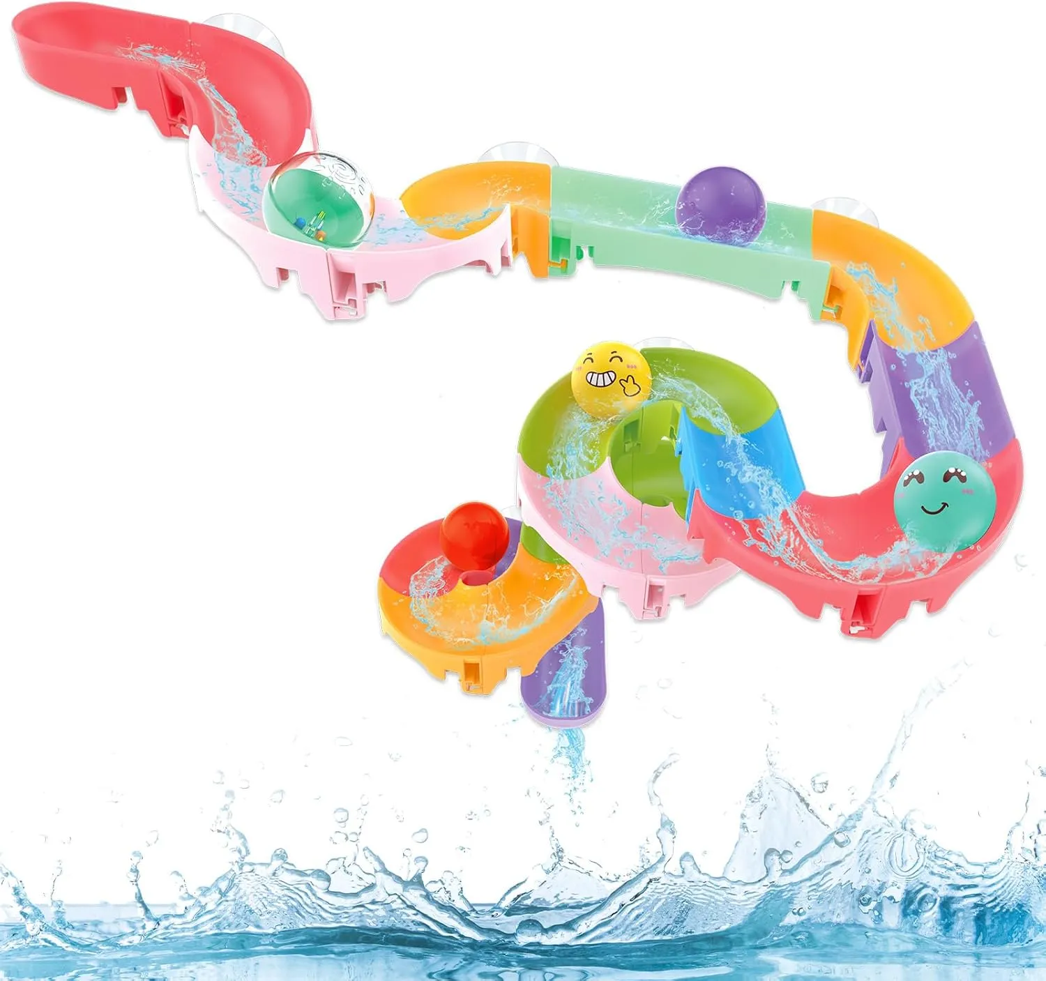 Suction Cups$ Ideal Christmas Birthday Gift Bath Toys for Kids Ages 4-8$ Toddler Bath Toys Water Track$ 32 PCS Bathtub Toys for Preschool Child with Slide Duck$ Mold Free zigzag circumvent prize attentive mottled DNA Shower Water Toys with 