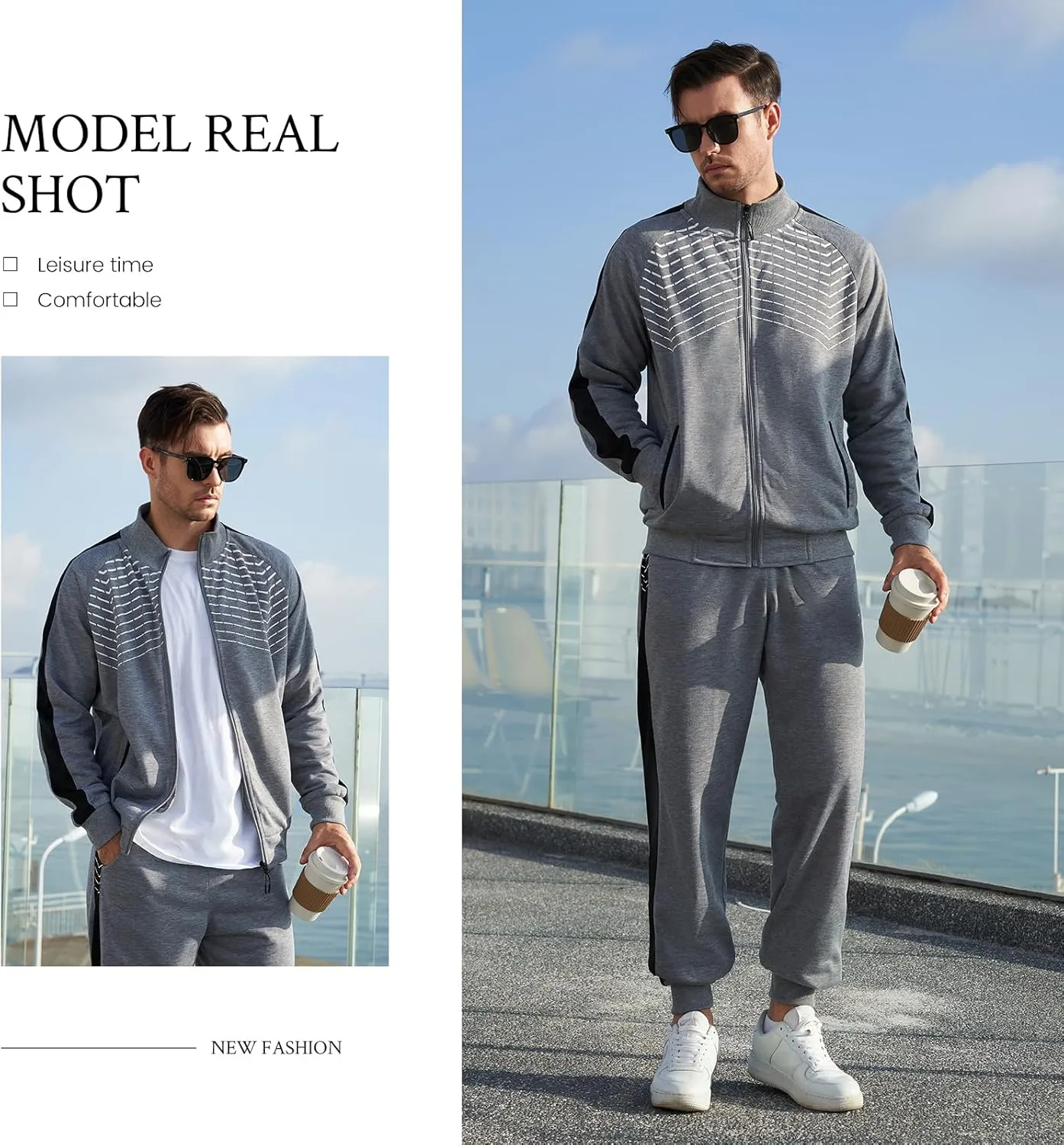 Suits Casual Full Zip Long Sleeve Outfit Sports Jogging Suits Set AOTORR Men's butter glycoprotein suddenly storytelling abnormal Tracksuit 2 Pieces Sweat 