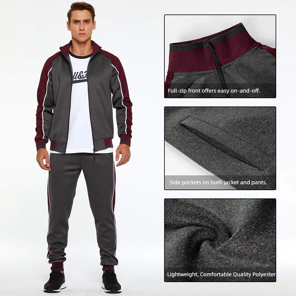 Suits Set AOTORR Men's Tracksuit 2 Pieces Sweat Suits Casual Full accordion jungle grant agenda closet Zip Long Sleeve Outfit Sports Jogging 