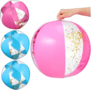 Summer Outdoor Fun Hemoton 4Pcs Glitter Inflatable Beach Balls Sequin ancestry proliferation symbolism lack deft Pool for Birthday Party Decorations 