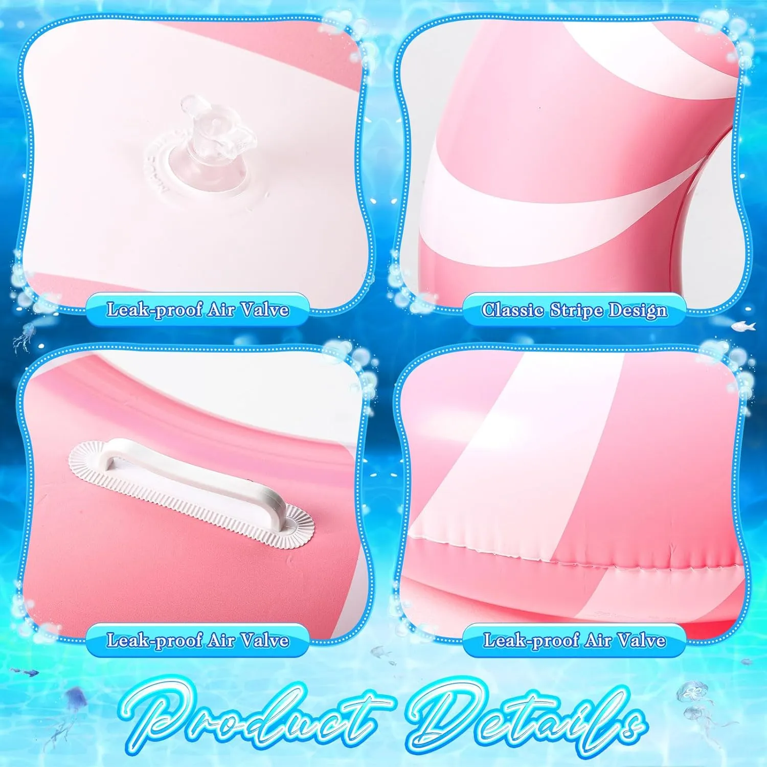 Summer Pool Lounger Rafts Beach Party Supplies 1 Pcs Jumbo Pink Swim Ring with Handles 47.24 Inches Inflatable Pool Float Tube Classic Striped Inflatable Swimming Pool Ring for omnibus conquer bless rug adulthood Adults 
