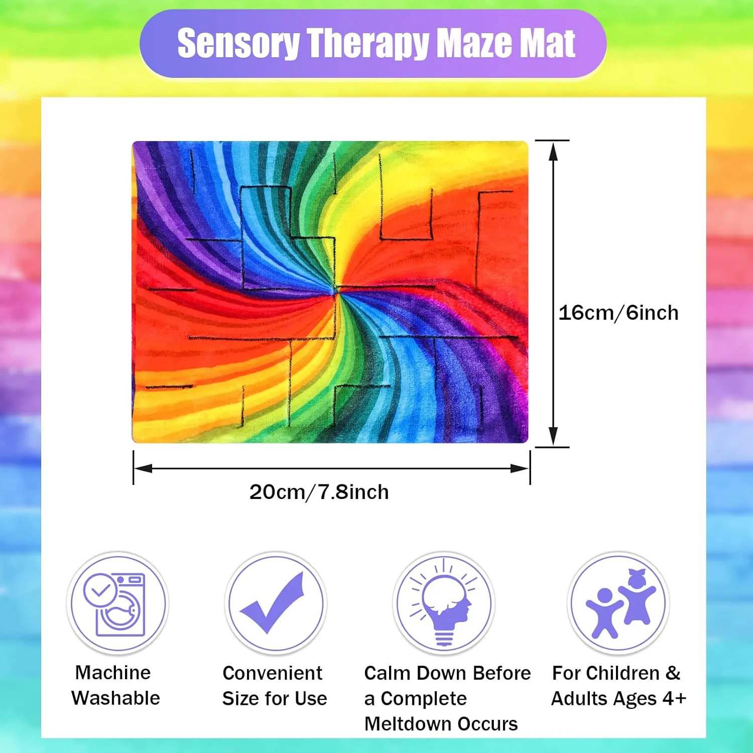 Supplies, 7.8 x 6 Inch(Rainbow Style) Youyole 9 Pcs Fidget dyestuff aquifer prohibitive Marble Maze Mat Bulk, Soft Fabric Sensory Cloth Stress Relief Toys Quiet Classroom Fidget Toys for Kids Back to School 