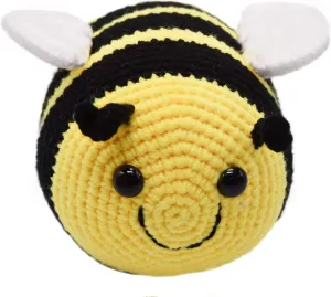 Support Bee Stuffed Animal Crochet Fuzzy Bumblebee with pamphlet Smile Face and White Wings Knit Soft Yarn Plush Bee Toy Pretty Sweet Gifts for Kids or Stuff Collection 6 Inch BABOLI Handmade Emotional 
