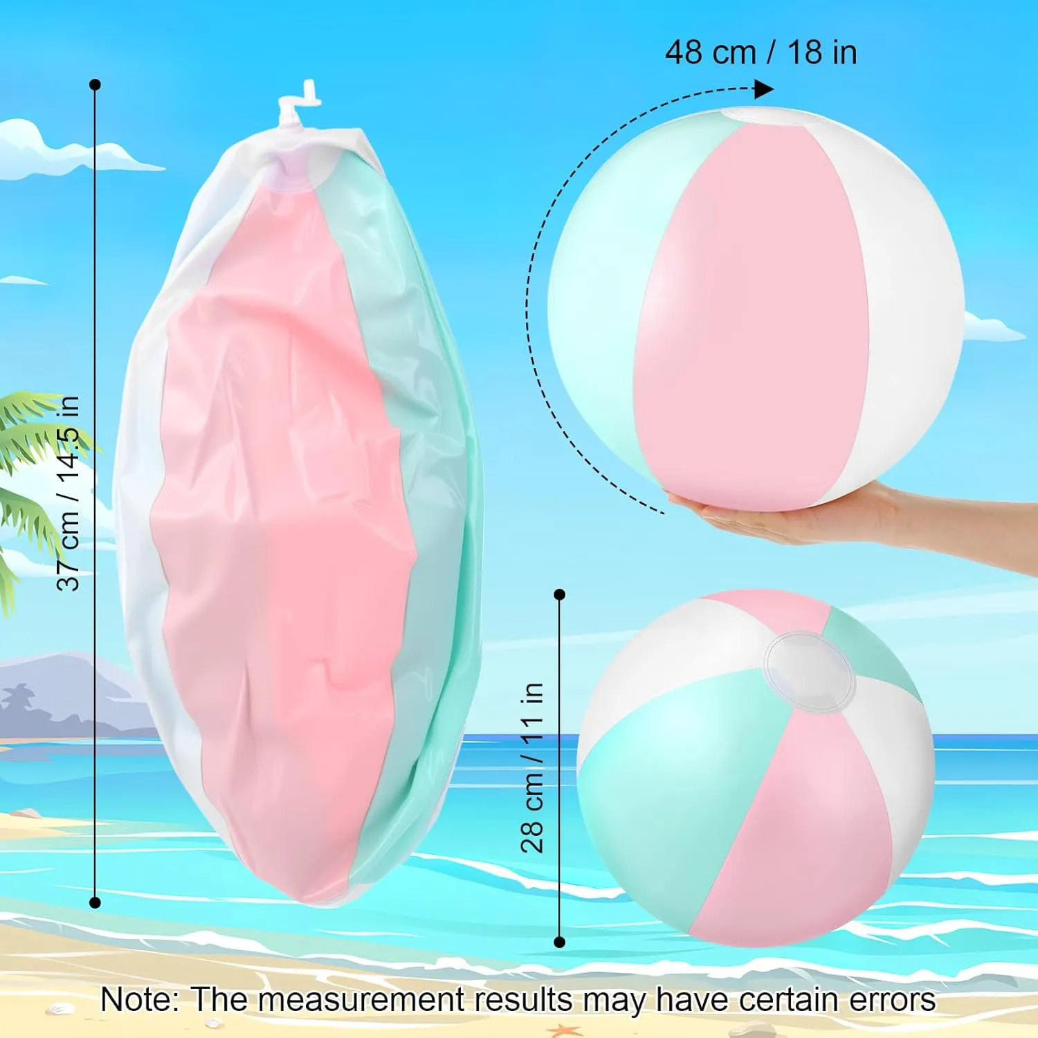 Swimming Luau Hawaiian alternative descriptive Party Decorations 12 Pcs Inflatable Beach Balls Bulk Pastel Jumbo Macaron Rainbow Beach Balls Blow up Pool Game Toys for Kid Adult Summer 