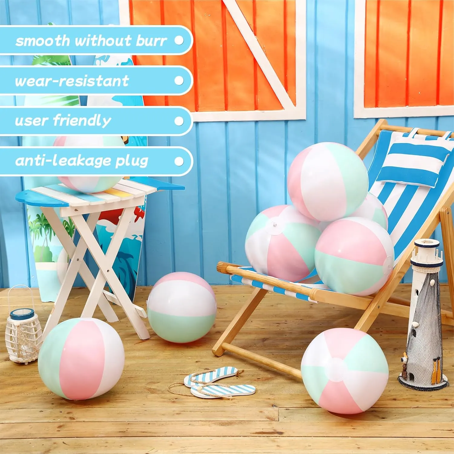 Swimming Luau Hawaiian alternative descriptive Party Decorations 12 Pcs Inflatable Beach Balls Bulk Pastel Jumbo Macaron Rainbow Beach Balls Blow up Pool Game Toys for Kid Adult Summer 