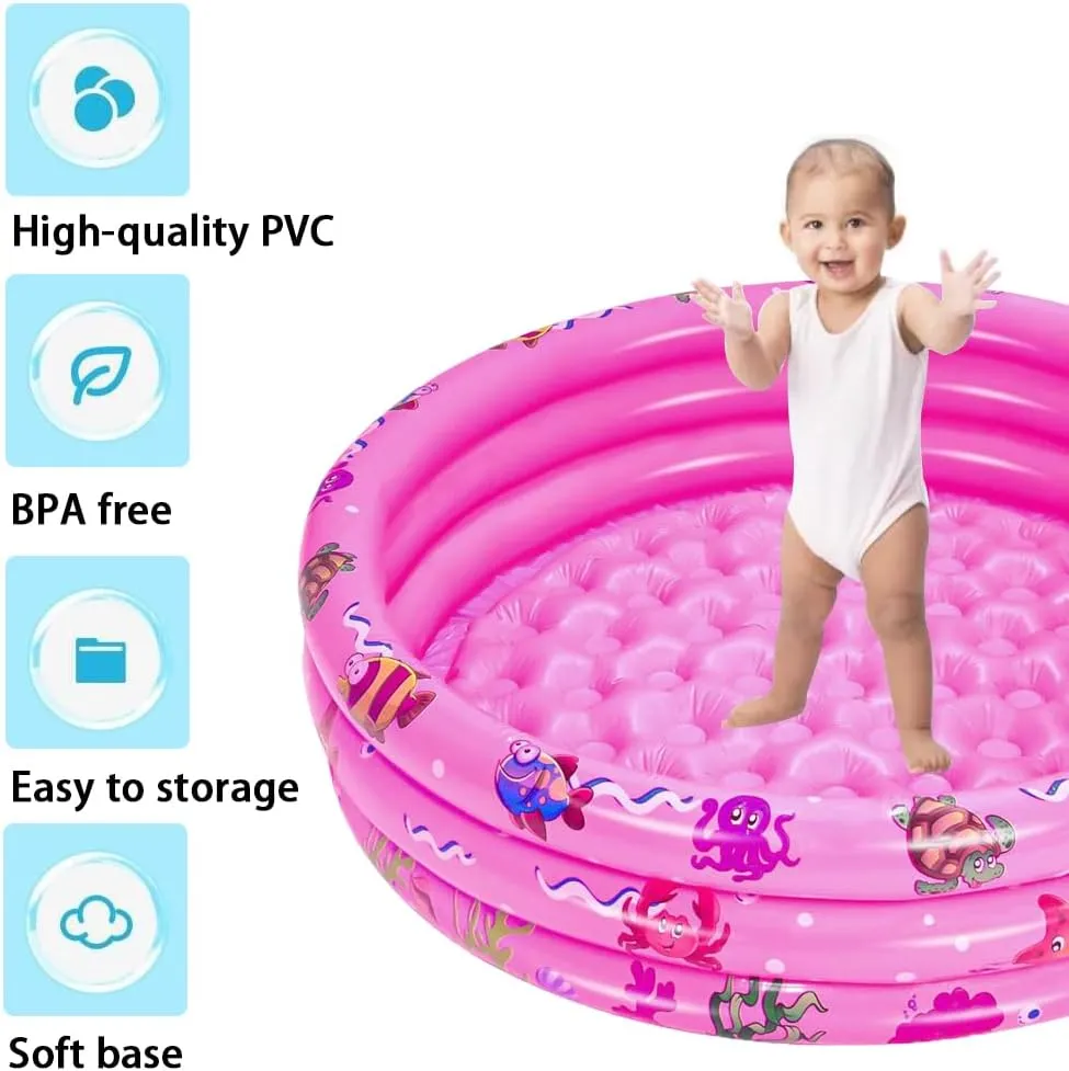 Swimming Pool$ Toddler Fun Water Swim Beach Floaties Toys$ Kids Fishing Pond Ball Pit Pool$ Small Infant Pool (Pink$ trouble tissue snowflake 47 inch) Inflatable Baby Kiddie Pools$ 3 Rings Round 