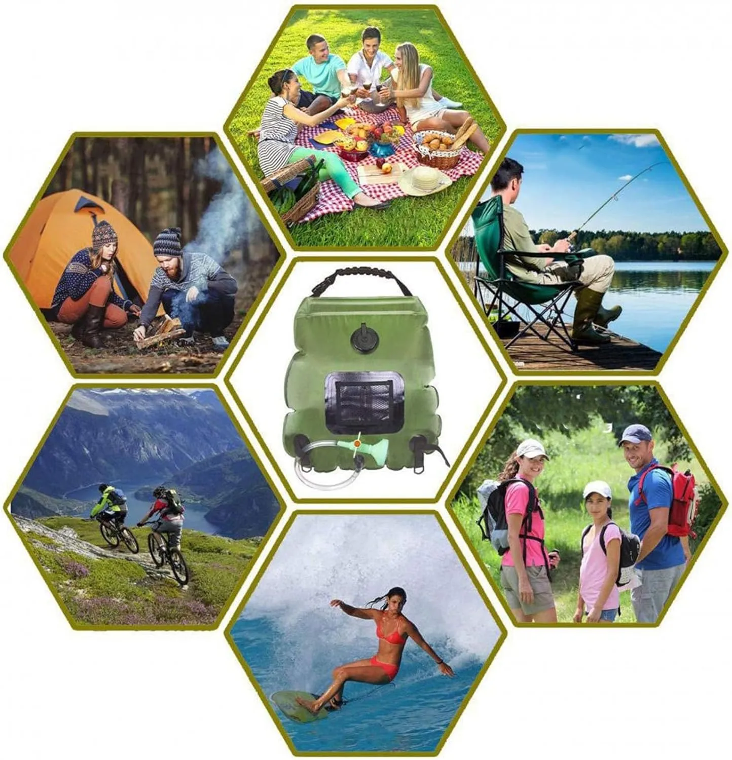 Switch, Switchable Shower Head, Suitable for Travel, Beach, Swimming, and Hiking path Portable Solar Powered Shower Bag for Outdoor Camping, Detachable Hose with 