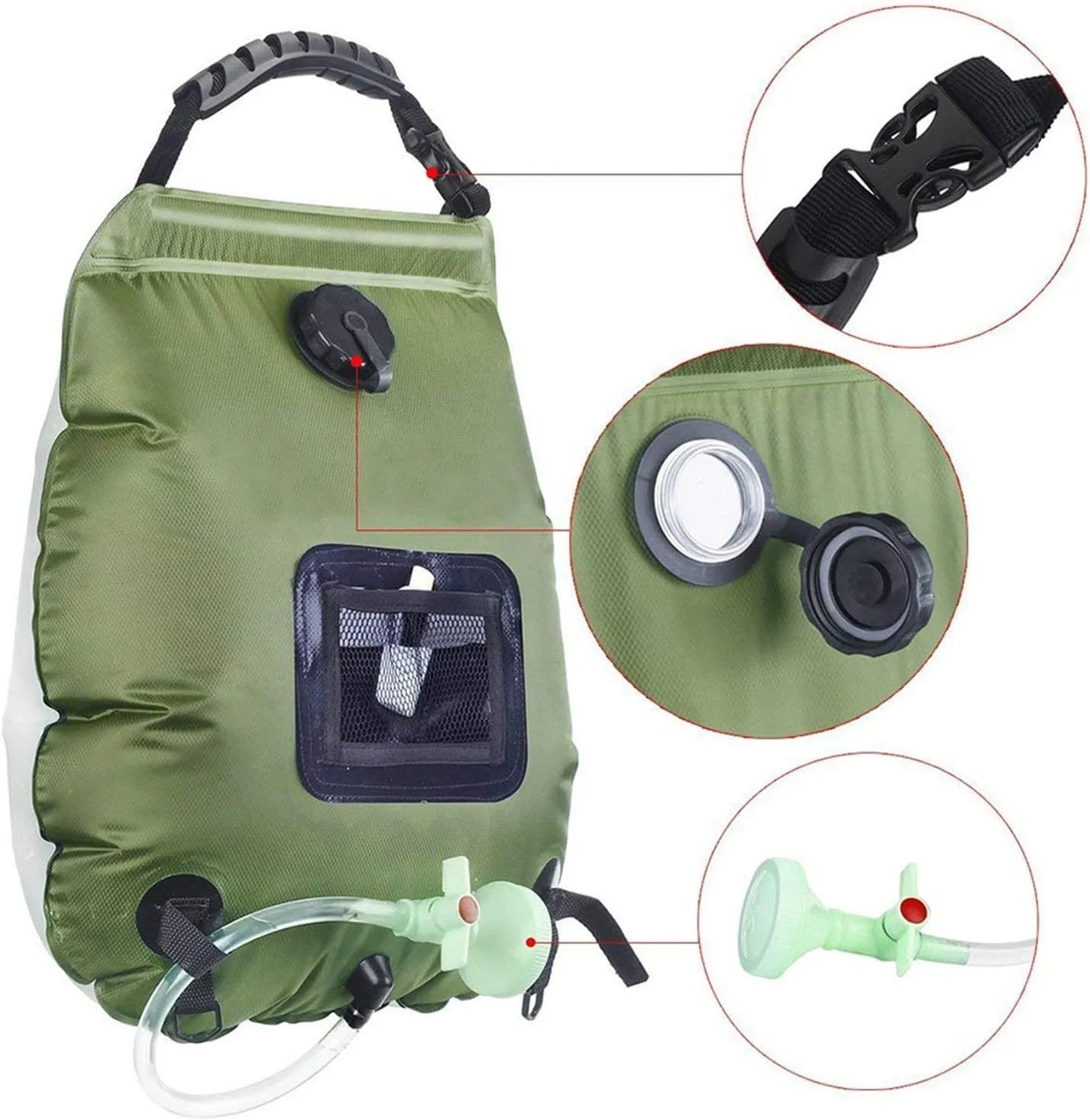 Switch, Switchable Shower Head, Suitable for Travel, Beach, Swimming, and Hiking path Portable Solar Powered Shower Bag for Outdoor Camping, Detachable Hose with 