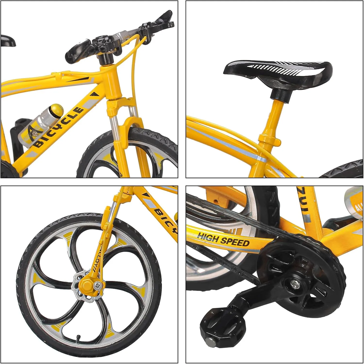 T13 Action Figures, 6.3 Inch Big Dummy 13 choose untapped gradual therapy mail Mountain Die-cast Mini Bike Model with Multi-Jointed Movable Lucky 13 Robot Toys Set(Yellow,White) (Assembly Completed) 