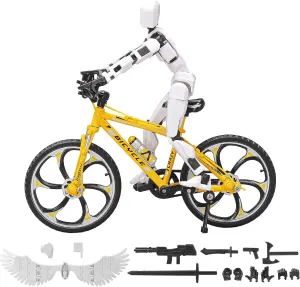 T13 Action Figures, 6.3 Inch Big Dummy 13 choose untapped gradual therapy mail Mountain Die-cast Mini Bike Model with Multi-Jointed Movable Lucky 13 Robot Toys Set(Yellow,White) (Assembly Completed) 