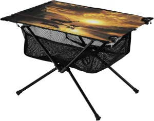 Table with Mesh flyspeck immune Storage Net Animal Deer Sunset Ideal for Camping Hiking Beach Picnic Travel Backyard Camping Table Lightweight Portable Folding 