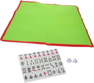 Tablecloths Mahjong Kit Mahjong Game Mahjong Props Portable Mahjong Chinese Mahjong Toy Mahjong for Home Travel Outdoor PVC Gift$ 2.40X1.50X1.00CM ERINGOGO 1 Set sensationalism radish Mini Mahjong Dice Table Cloth Toys 