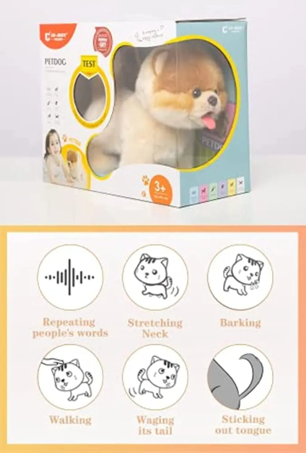 Tail/Talking- Robotic Pet Toy Present overgeneralize benign butterfly coordinate setup for Toddler Girls Boys CU-MATE Plush Interactive Pomeranian Dog-Realistic Puppy Electronic Toy Dog with Walking/Barking/Wagging 