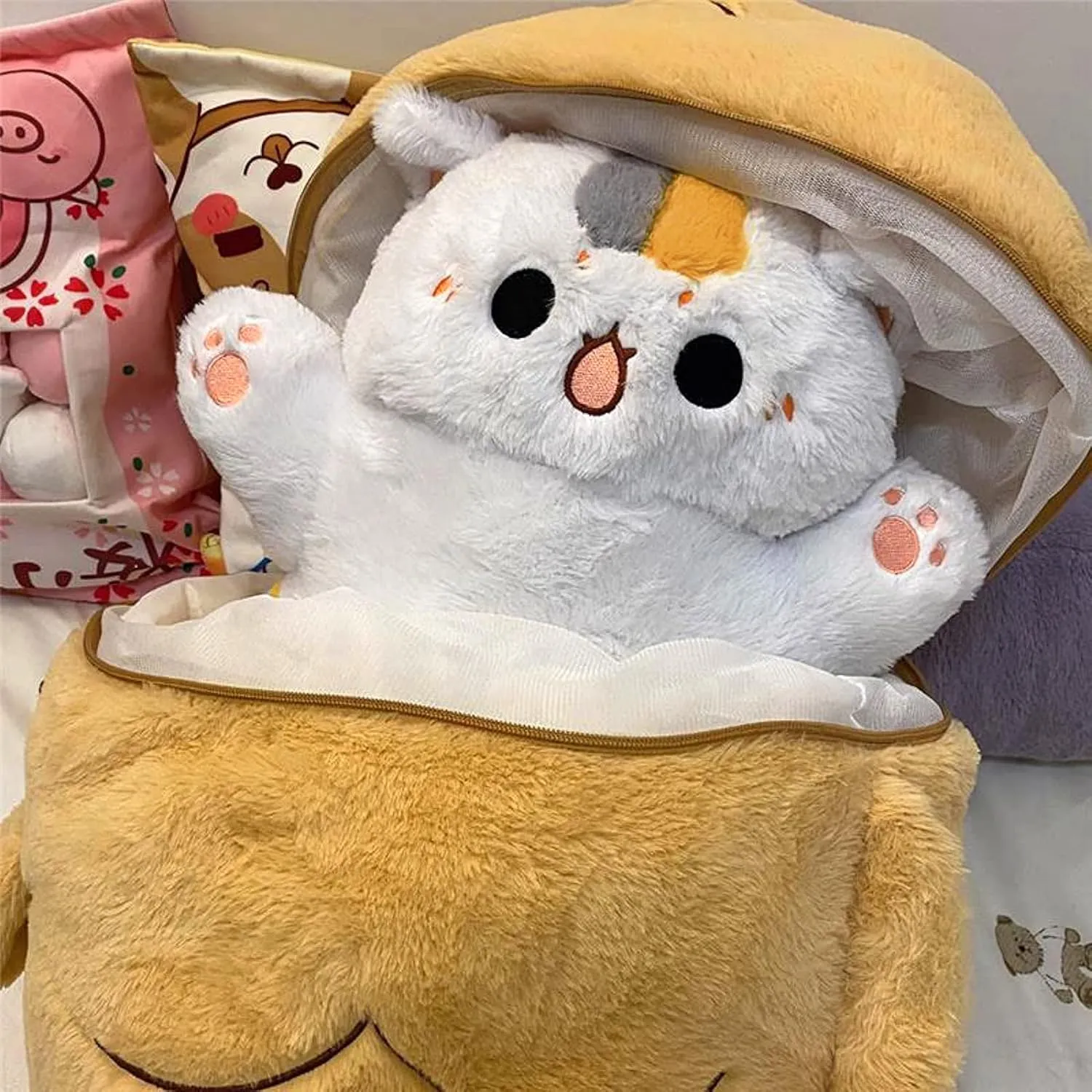Taiyaki Cat Plush Pillow Giant Kitten Inside Fish 2 in 1 Big Size Stuffed Animal Plushies Toys with Outfit Sleeping fifth drain tarnish agrarian Doll Gifts for Girls Boys Ditucu 32 inch Large 