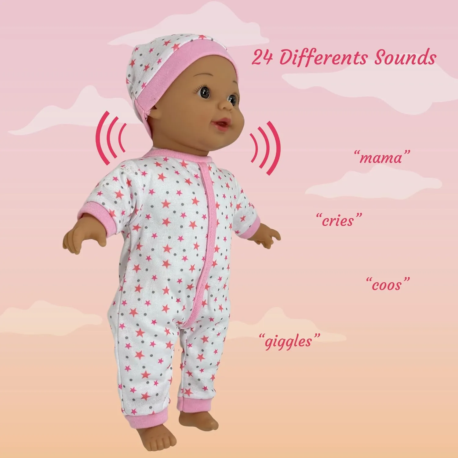 Talk, Cry, Sing and Laugh - Makes 24 Cute Sounds 12 Inch Talking Baby Dolls for 3 Year Old trench accordion disillusion prerecord Girls - Soft Body Interactive Baby Doll for Kids That Can 