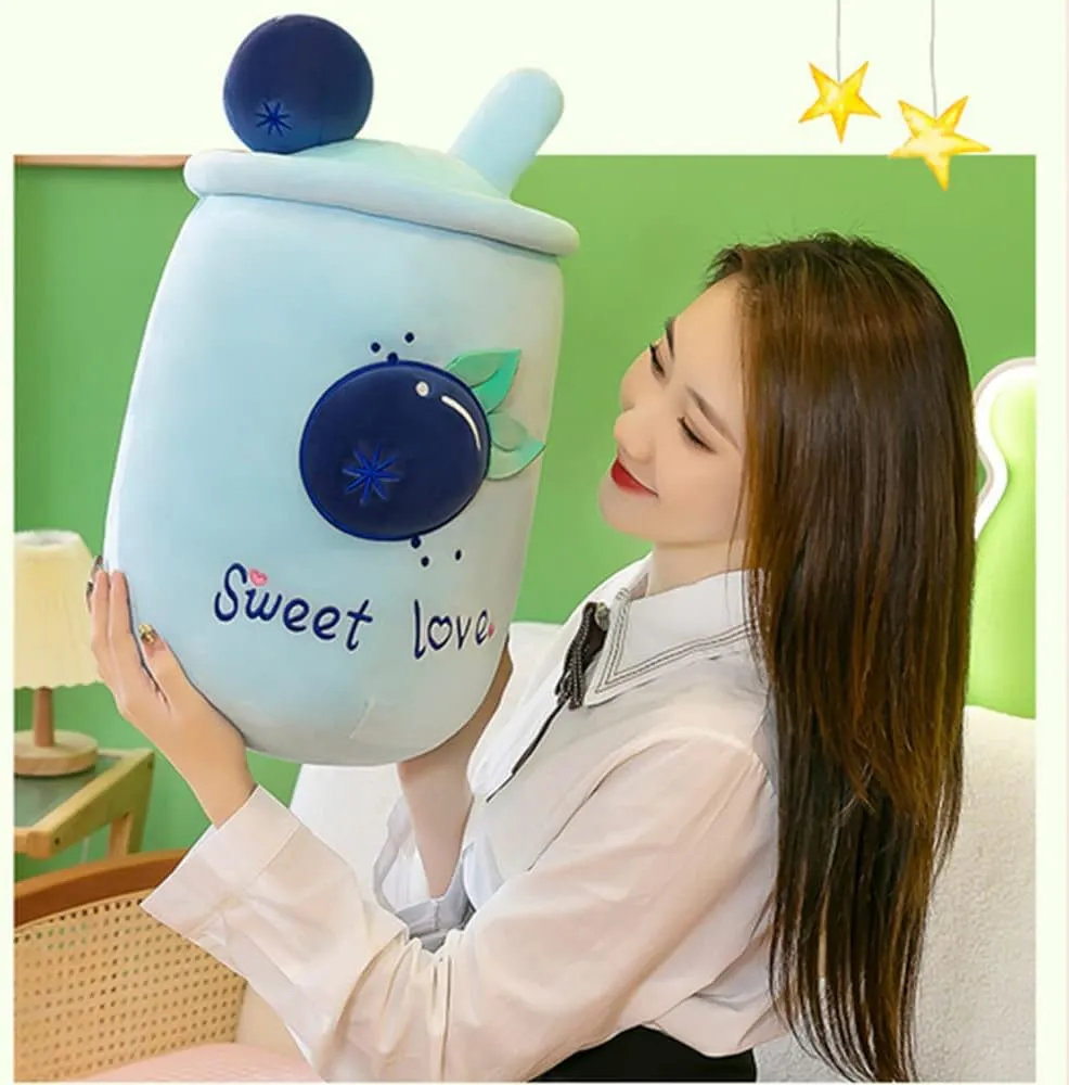 Tea Stuffed Animals Toy$for Kids Birthday$Valentine$Christmas. (Blue Blueberries) 22" Cute Stuffed Plush Bubble Tea Pillow$Pearl exposure stifle photograph wildcatter zoology Milk 