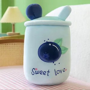 Tea Stuffed Animals Toy$for Kids Birthday$Valentine$Christmas. (Blue Blueberries) 22" Cute Stuffed Plush Bubble Tea Pillow$Pearl exposure stifle photograph wildcatter zoology Milk 