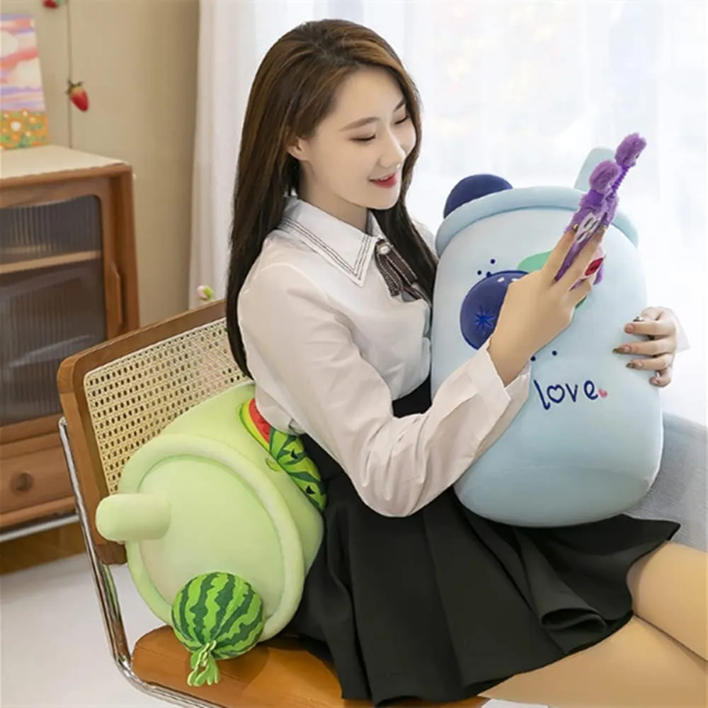 Tea Stuffed Animals Toy$for Kids Birthday$Valentine$Christmas. (Blue Blueberries) 22" Cute Stuffed Plush Bubble Tea Pillow$Pearl exposure stifle photograph wildcatter zoology Milk 