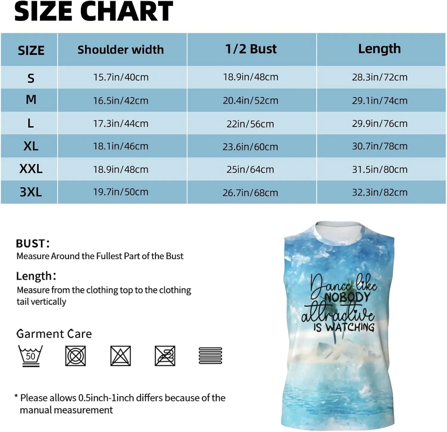 Tee Shirts for Swim,Running,Beach, Men's Workout Tank Top Dance Like no one Attractive is artificial Watching Sleeveless Muscle 