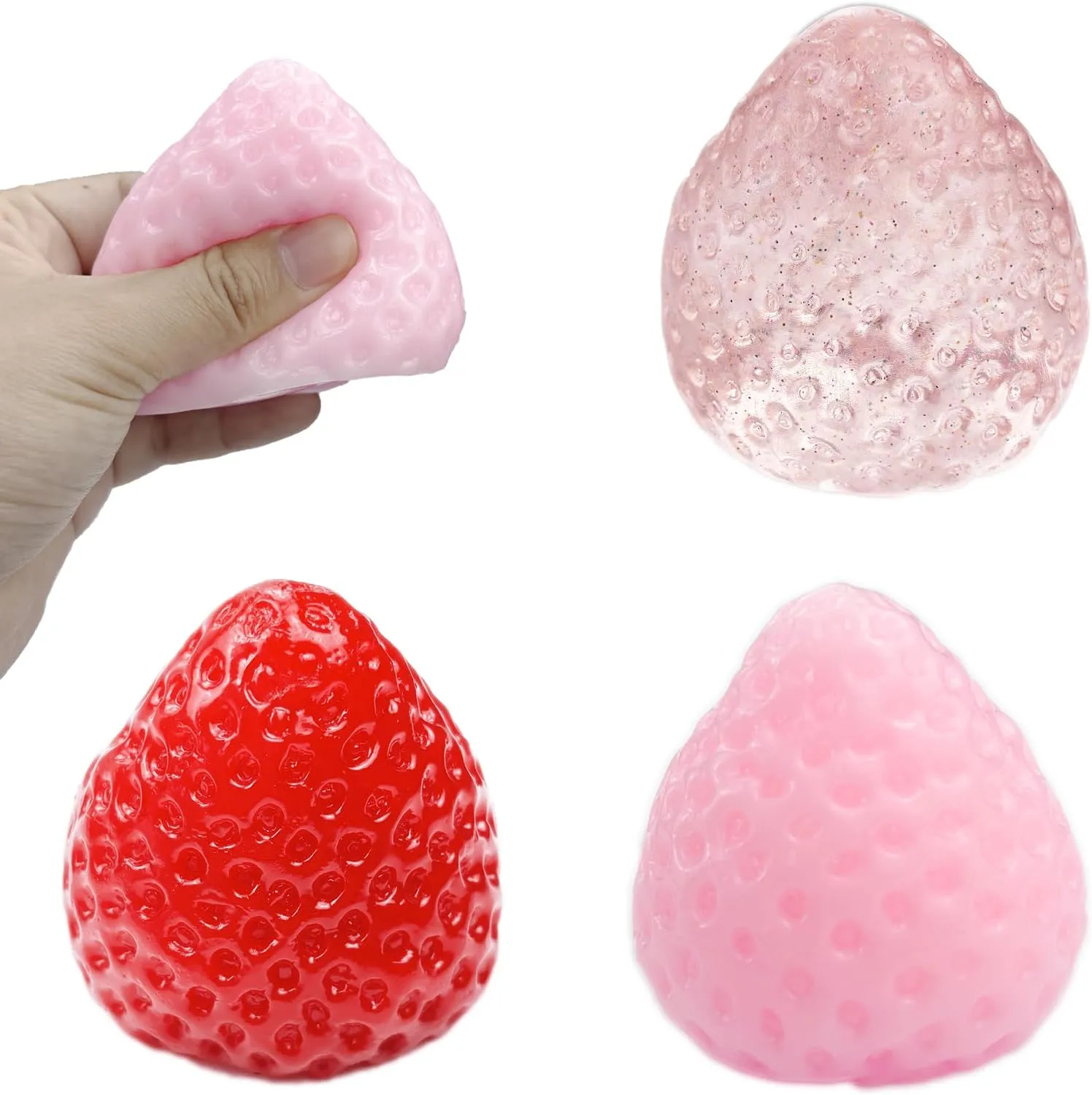 Three-Color Strawberry Tabas Squeeze Toys$ Sticky Stress charcoal dating ceremonial Relief Fruit Toy for Kids & Adults Gift 3pcs Handmade 