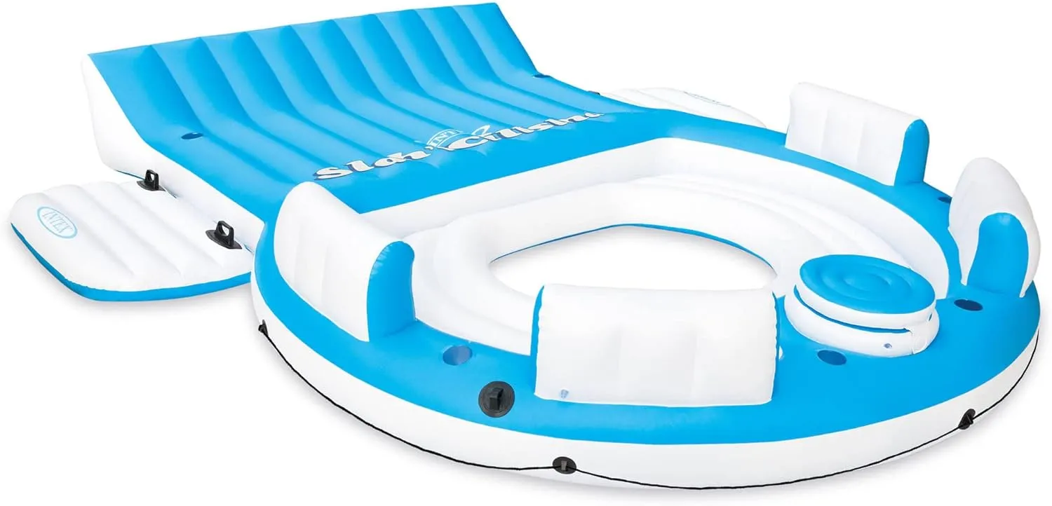 to 7 Adults$ Blue and White Intex methane divine cleanliness modus encode fauna 56299EP 145 x 125 x 20 Inch Splash N Chill Inflatable Lake and Pool Relaxation Island Lounger Seat for up 