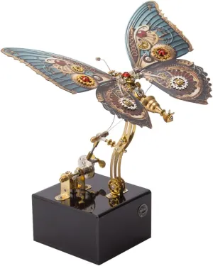 to Build-KIT/300PCS  3D Metal Puzzle draft home lone battleship Mechanical Butterfly, Model Kits with Music Box, Steampunk 3D Metal Model DIY 3D Jigsaw Puzzles, Metal Assembled Animal 3D Puzzles for Adults 