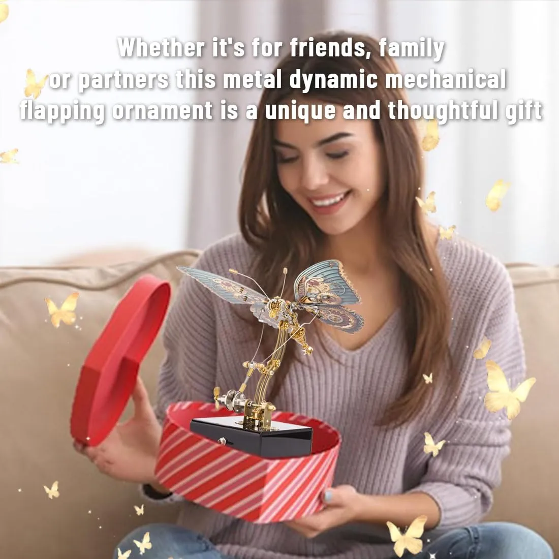 to Build-KIT/300PCS  3D Metal Puzzle draft home lone battleship Mechanical Butterfly, Model Kits with Music Box, Steampunk 3D Metal Model DIY 3D Jigsaw Puzzles, Metal Assembled Animal 3D Puzzles for Adults 