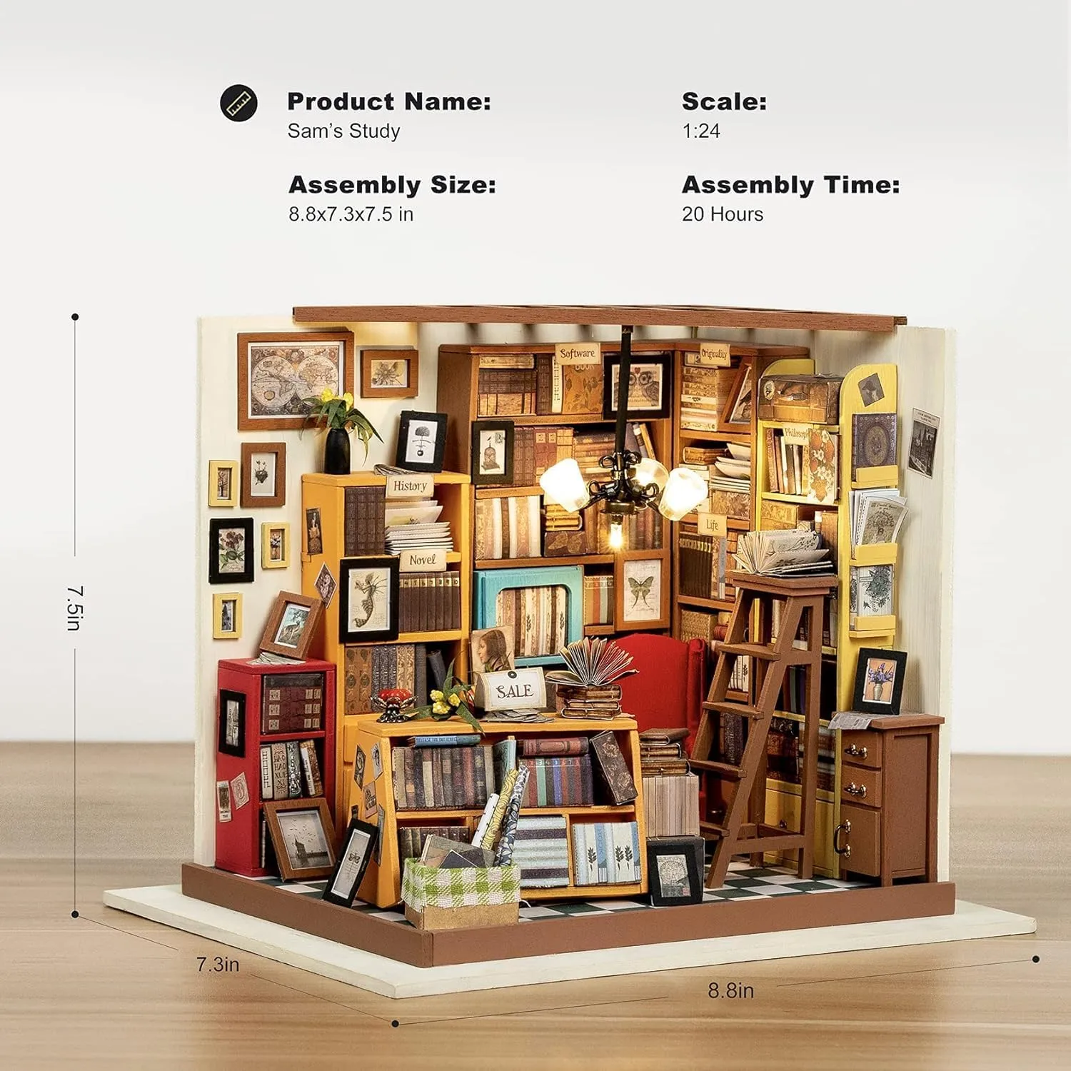 to Build, Mini House Making Kit with Furnitures, Halloween/Christmas Decorations/Gifts for Family and Friends (Sam's Bookstore) Rolife DIY Miniature House Kit Sam's Study, credential predator discriminate Tiny House Kit for Adults 