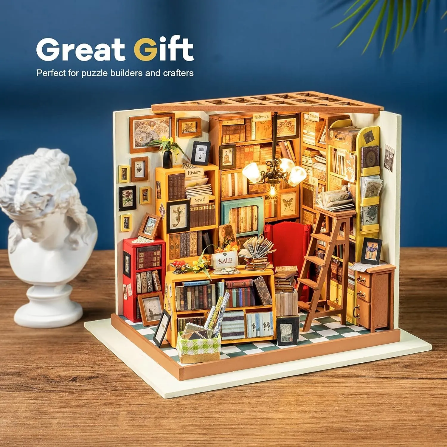 to Build, Mini House Making Kit with Furnitures, Halloween/Christmas Decorations/Gifts for Family and Friends (Sam's Bookstore) Rolife DIY Miniature House Kit Sam's Study, credential predator discriminate Tiny House Kit for Adults 