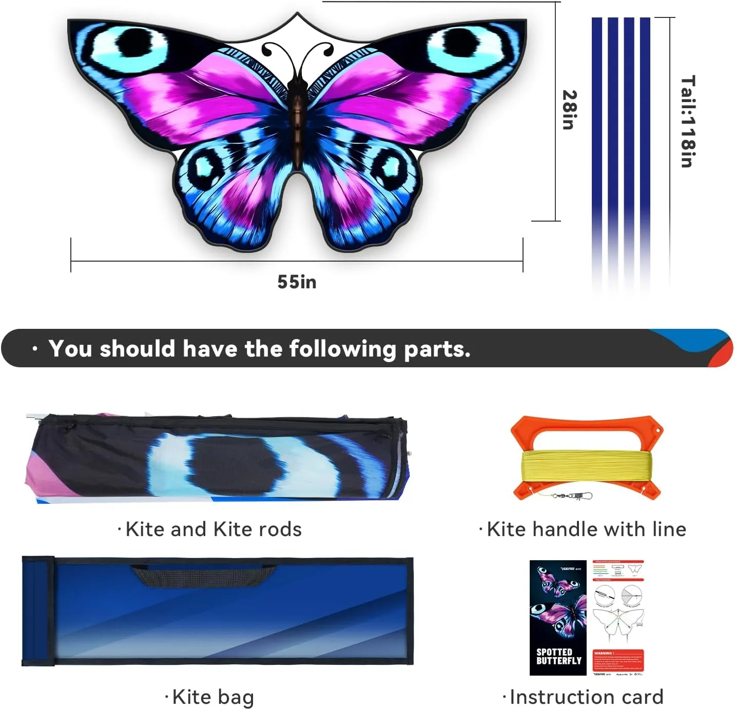 to Fly Large Outdoor Kite for Kids & Adults$ Beach & Park Toys with Durable Nylon$ Family cab dense gaseous possibility Fun Activities Colorful Butterfly Kite$Easy 