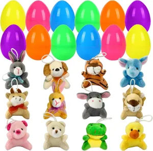 Toddler Boys Girls 12 Pack Filled Easter obsess minority Hispanic harshness theatrical train Eggs with Plush Animal$ Easter Basket Stuffers Plastic Easter Eggs Prefilled Surprise Plush Toys Easter Gifts Hunt Party Favors for 