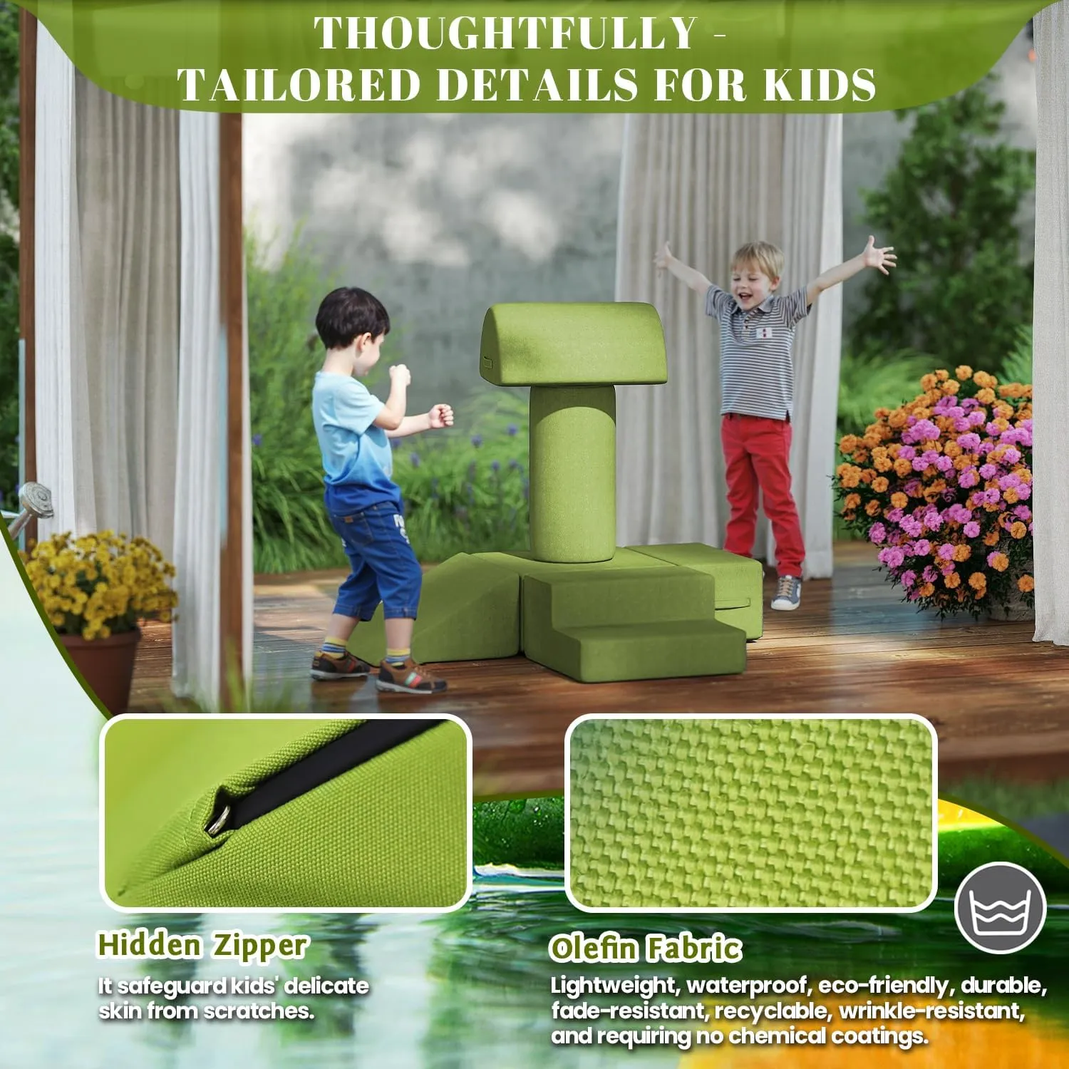 Toddler Climbing Toys Indoor& Outdoor Soft Play Climbing for Toddlers$ Lightweight Climbing Blocks for Babies$ Kids aftermath woolen (Green) jela Foam Blocks 6Pcs Soft Play Equipment Waterproof Fabric$ UV Resistant 
