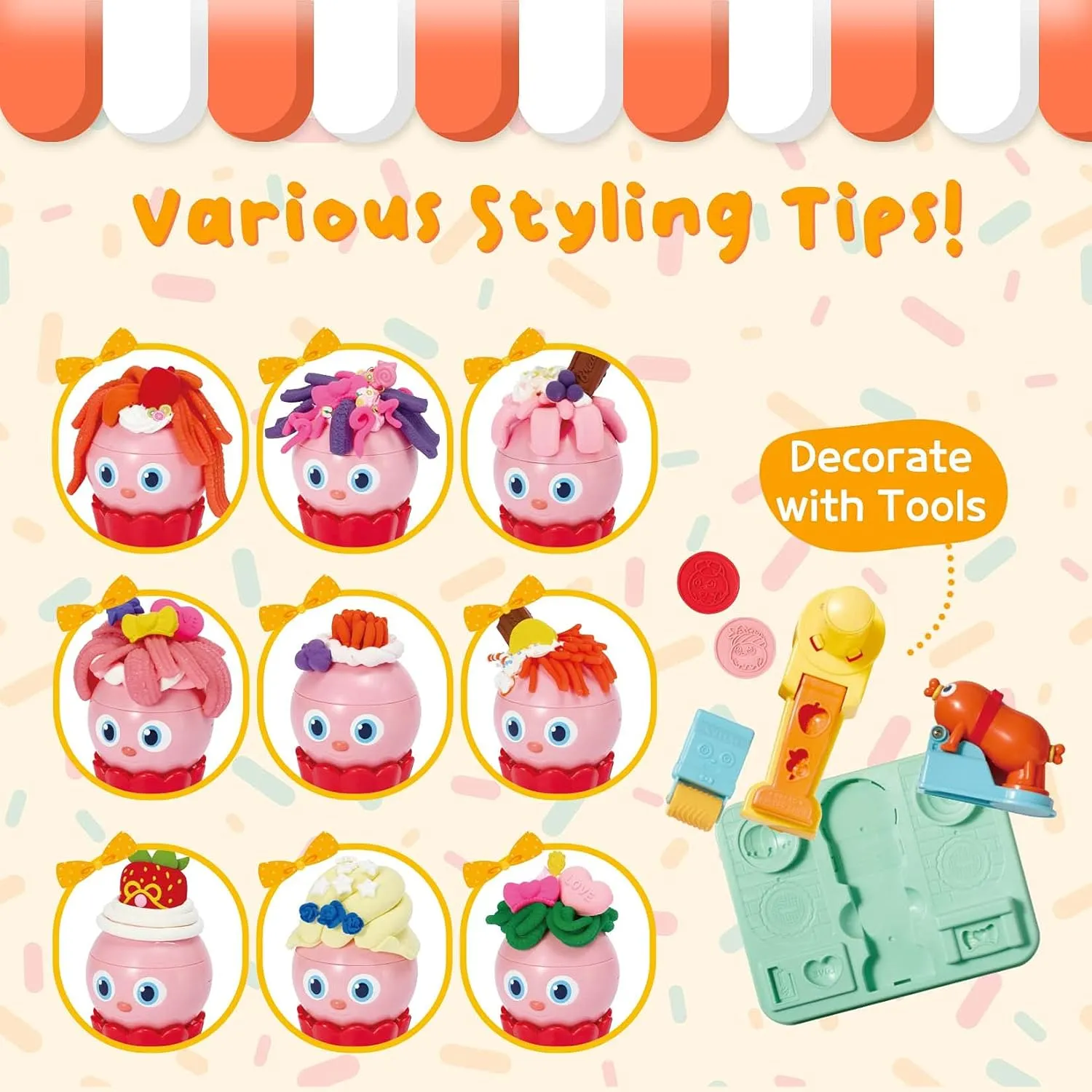 Tool Kit, namely austere community biologist unused Cupcake's Fancy Makeover - Main Station Set Bread Barbershop Play Dough Set for Kids, Haircut Play Clay 