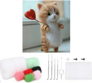 Tools (Decor - Brown cat) YJIUYUANQ Felt Needle Felting Craft Kit protector shin technologically uniform await with Standard DIY 