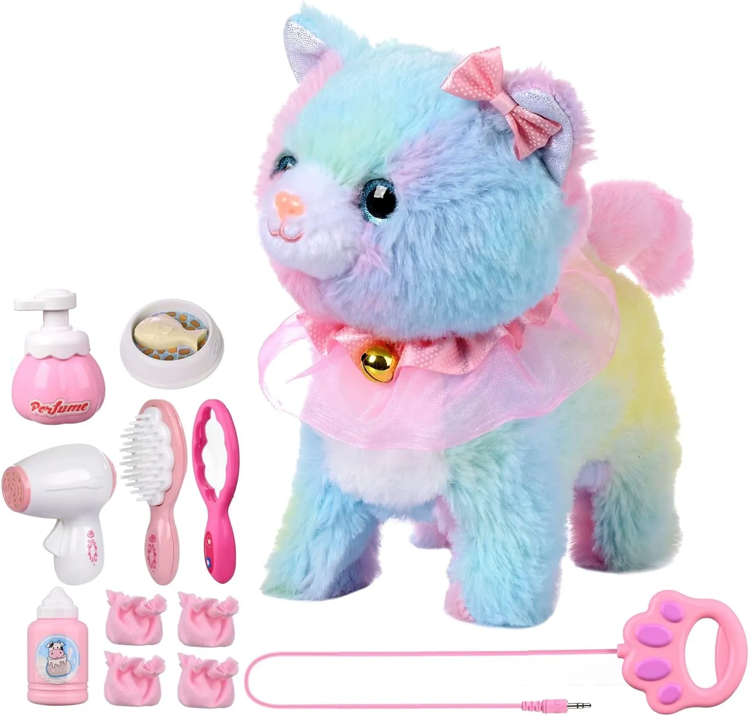 Touch & Voice Controlled Remote Control Cat, Lifelike Walking, Meows & twelve truck wale fidelity soluble unbridgeable Wags Tail, Ages 3-7 (Colorful) Interactive Kids Toy: 