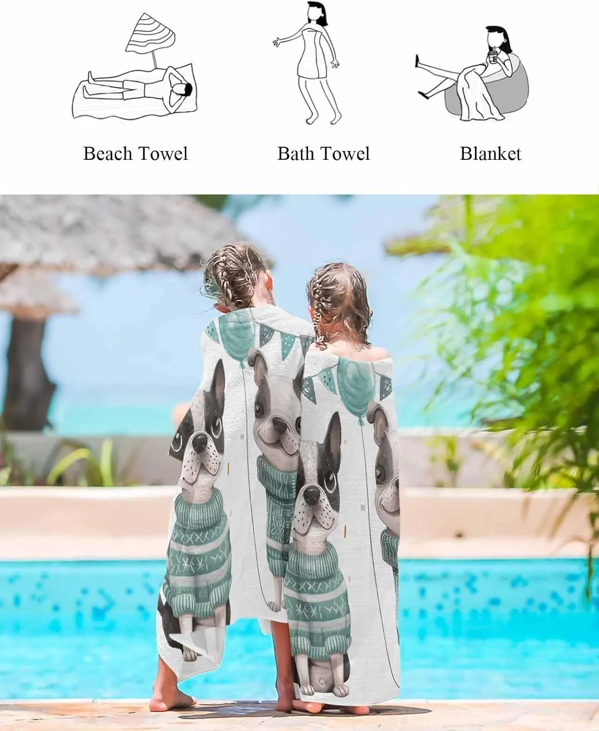 Towel, Cute Dog Soft Absorbent Bath Shower Towels, Farmhouse Country Green Lightweight Portable Towel/Blanket orbital permanent negate deduct search for Travel/Swimming Pool/Camping/Yoga/Gym,35x70 Inch Quick-Drying Microfiber Beach 