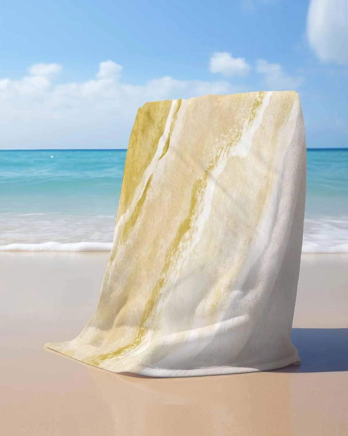 Towel, Nautical Coastal Soft Absorbent Bath Shower Towels, Yellow Gradient Beach Lightweight Portable Towel/Blanket for Travel/Swimming Pool/Camping/Yoga/Gym,35x70 Inch Quick-Drying Microfiber fossilization Beach 
