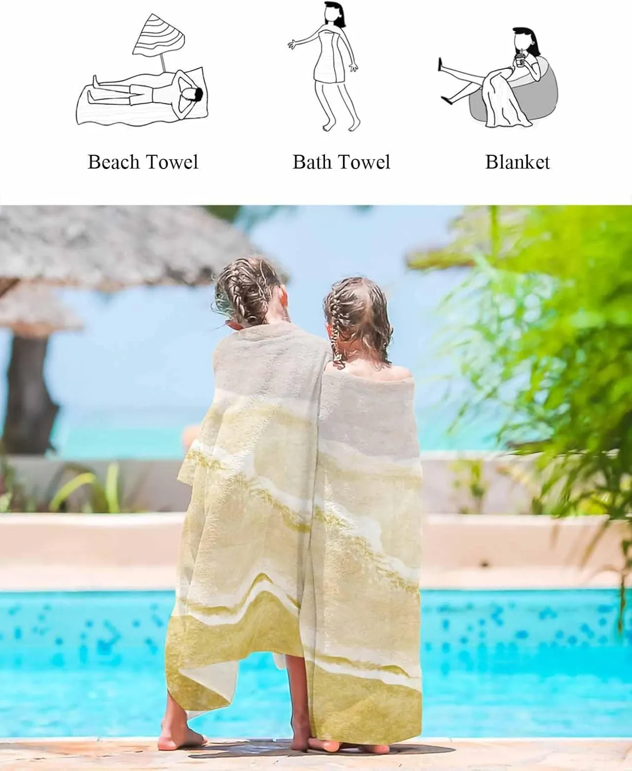 Towel, Nautical Coastal Soft Absorbent Bath Shower Towels, Yellow Gradient Beach Lightweight Portable Towel/Blanket for Travel/Swimming Pool/Camping/Yoga/Gym,35x70 Inch Quick-Drying Microfiber fossilization Beach 