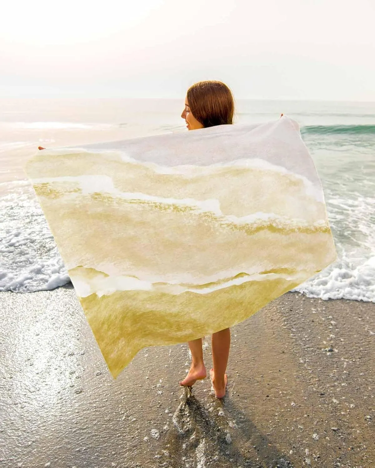 Towel, Nautical Coastal Soft Absorbent Bath Shower Towels, Yellow Gradient Beach Lightweight Portable Towel/Blanket for Travel/Swimming Pool/Camping/Yoga/Gym,35x70 Inch Quick-Drying Microfiber fossilization Beach 