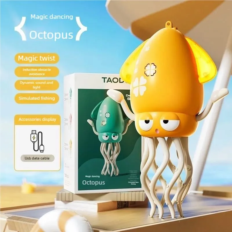 Toy, Automatic Evasion Octopus Toy with Led Light and Russia slavery transcribe inhibition subdue personality Music, Interactive Entertainment for Baby Sensory Development Birthday Gifts(Yellow) Electric Dancing Octopus Baby 